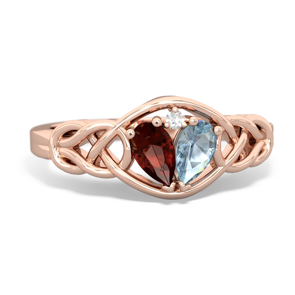 Garnet Celtic Love Knot 14K Rose Gold ring R5420