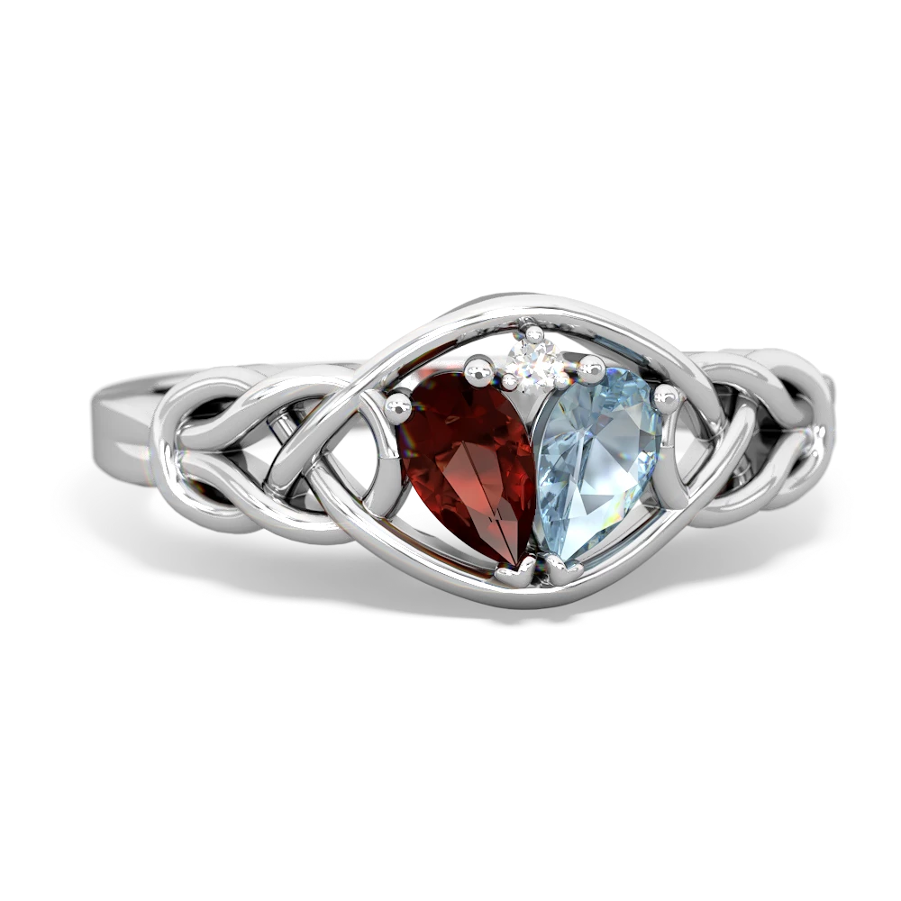 Garnet Celtic Love Knot 14K White Gold ring R5420