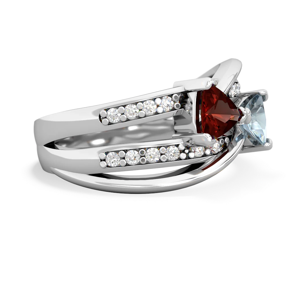 Garnet Bowtie 14K White Gold ring R2360