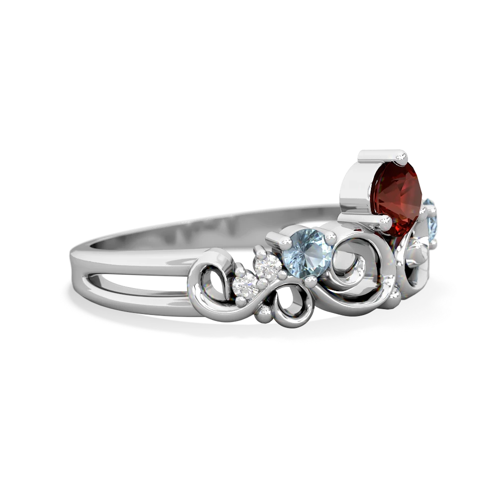 Garnet Crown Keepsake 14K White Gold ring R5740