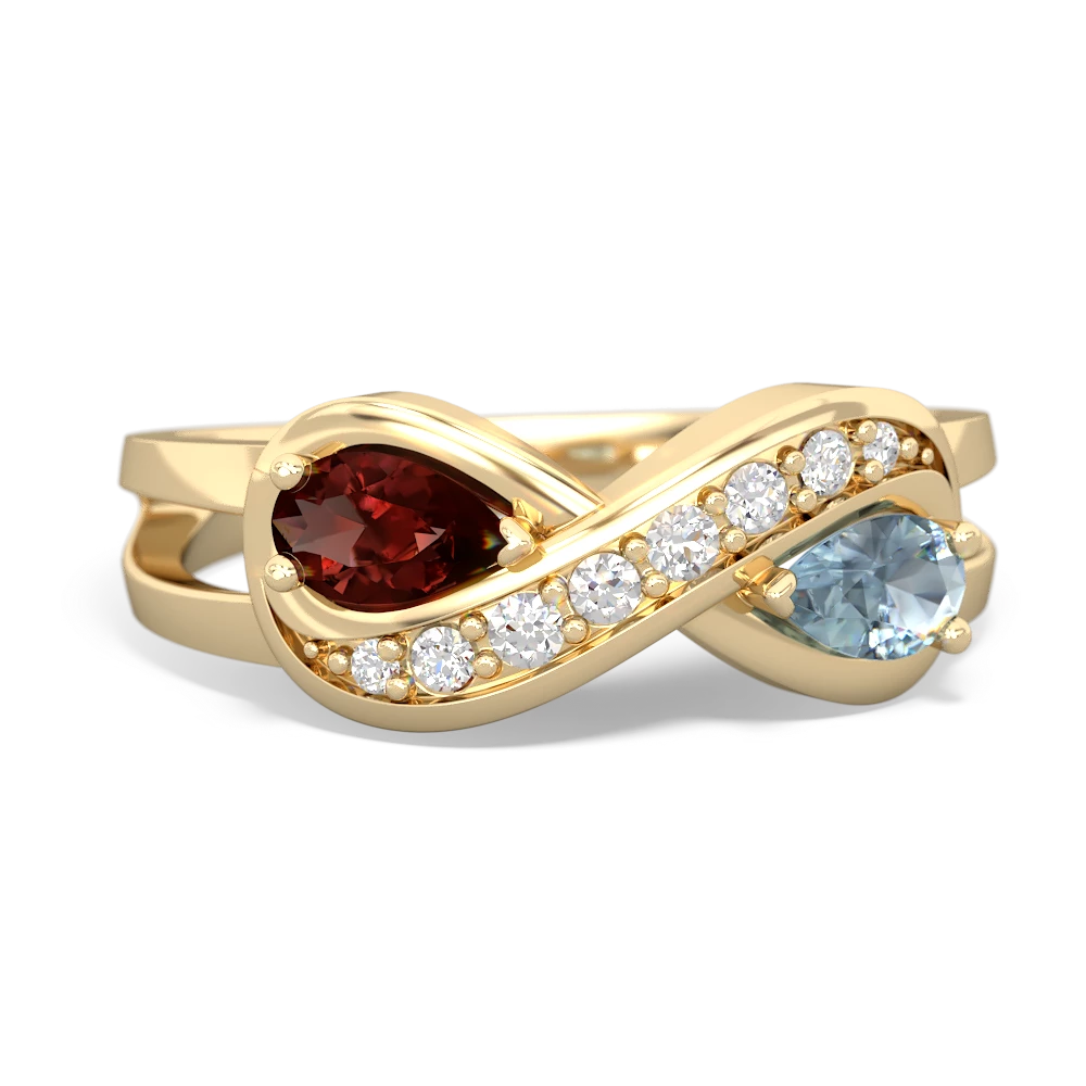 Garnet Diamond Infinity 14K Yellow Gold ring R5390