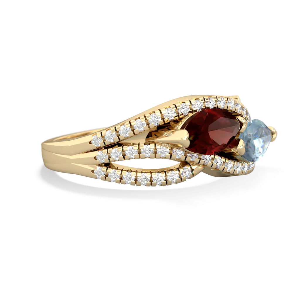 Garnet Diamond Rivers 14K Yellow Gold ring R3070