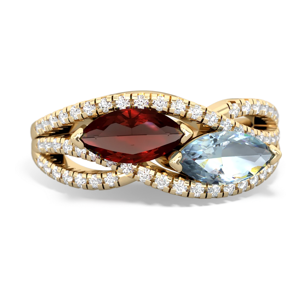 Garnet Diamond Rivers 14K Yellow Gold ring R3070