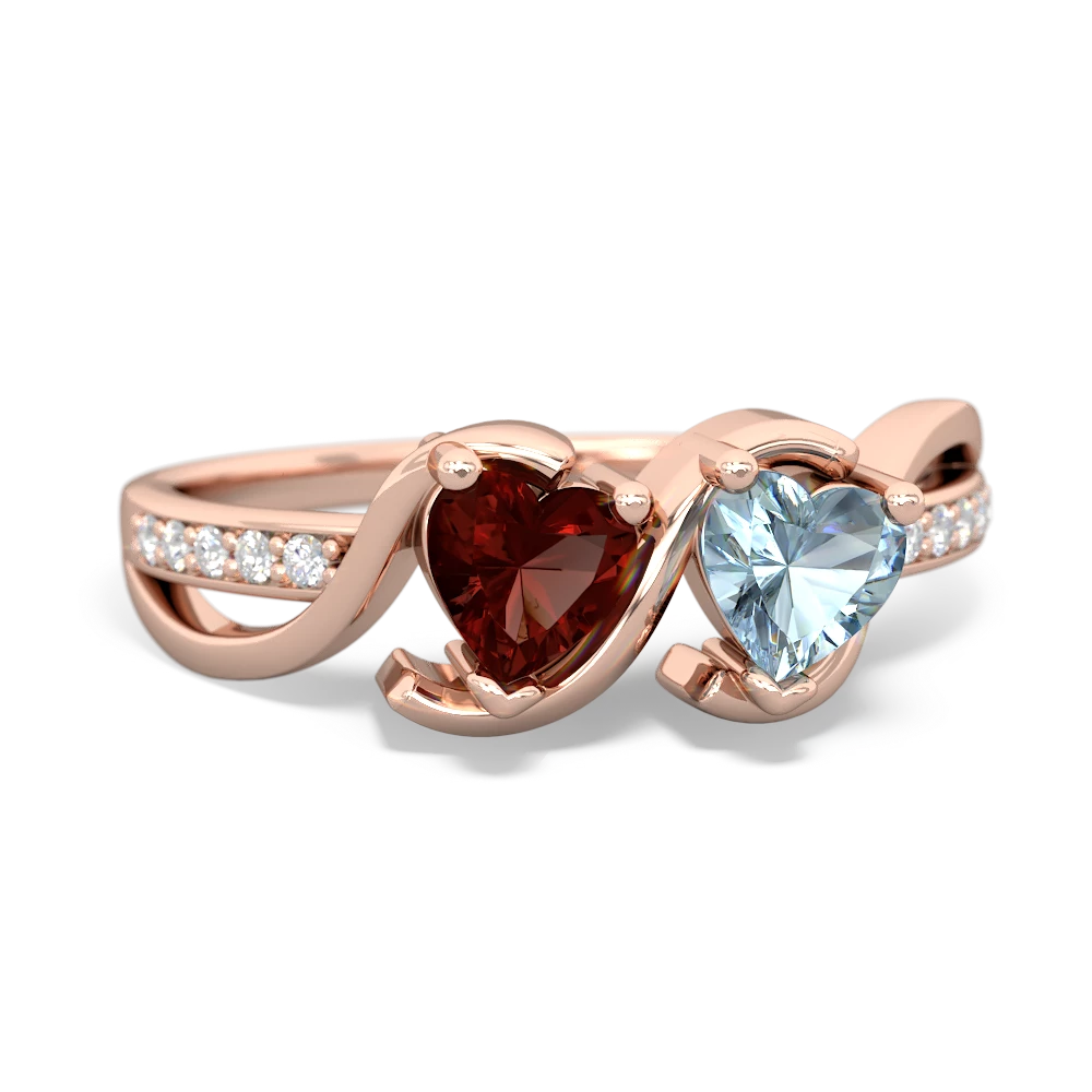 Garnet Side By Side 14K Rose Gold ring R3090