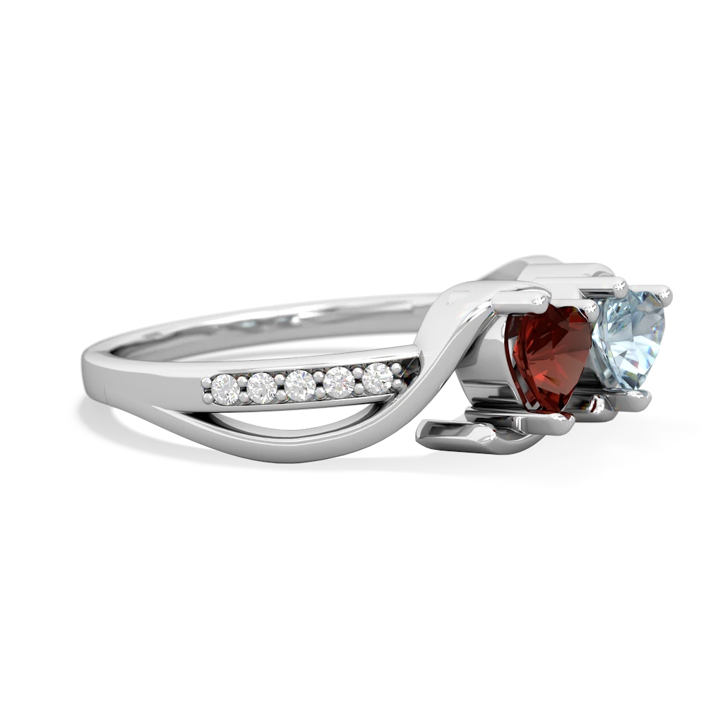 Garnet Side By Side 14K White Gold ring R3090