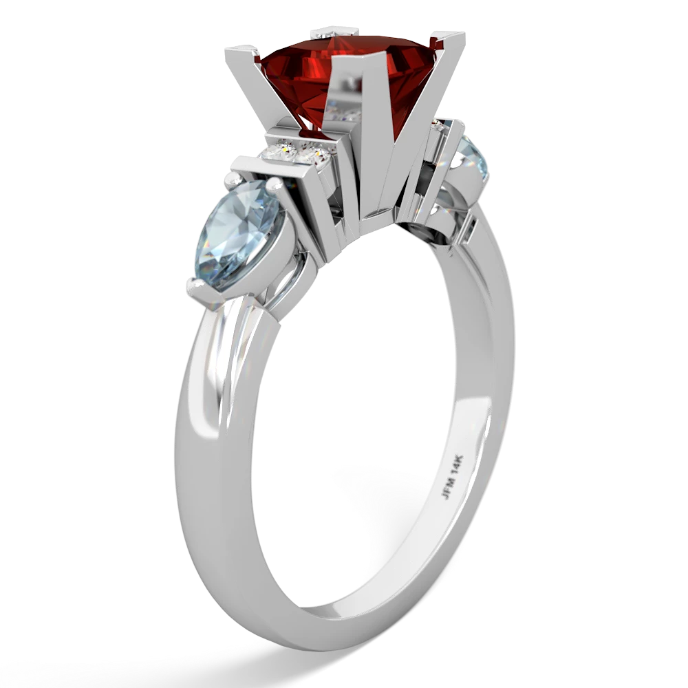 Garnet 6Mm Princess Eternal Embrace Engagement 14K White Gold ring C2002