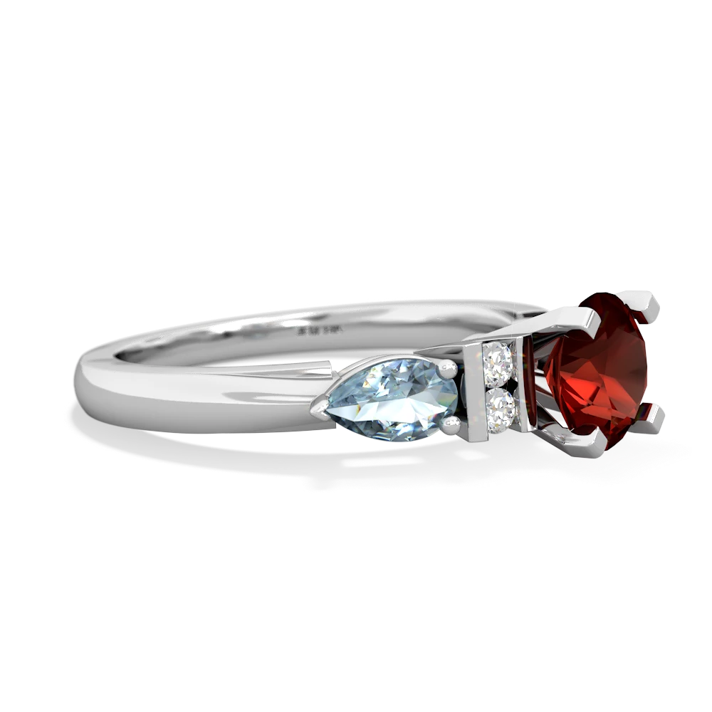 Garnet 6Mm Round Eternal Embrace Engagement 14K White Gold ring R2005