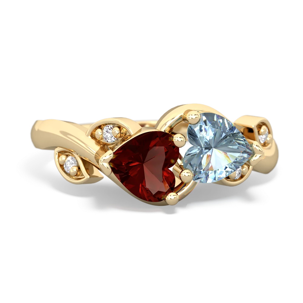 Garnet Floral Elegance 14K Yellow Gold ring R5790