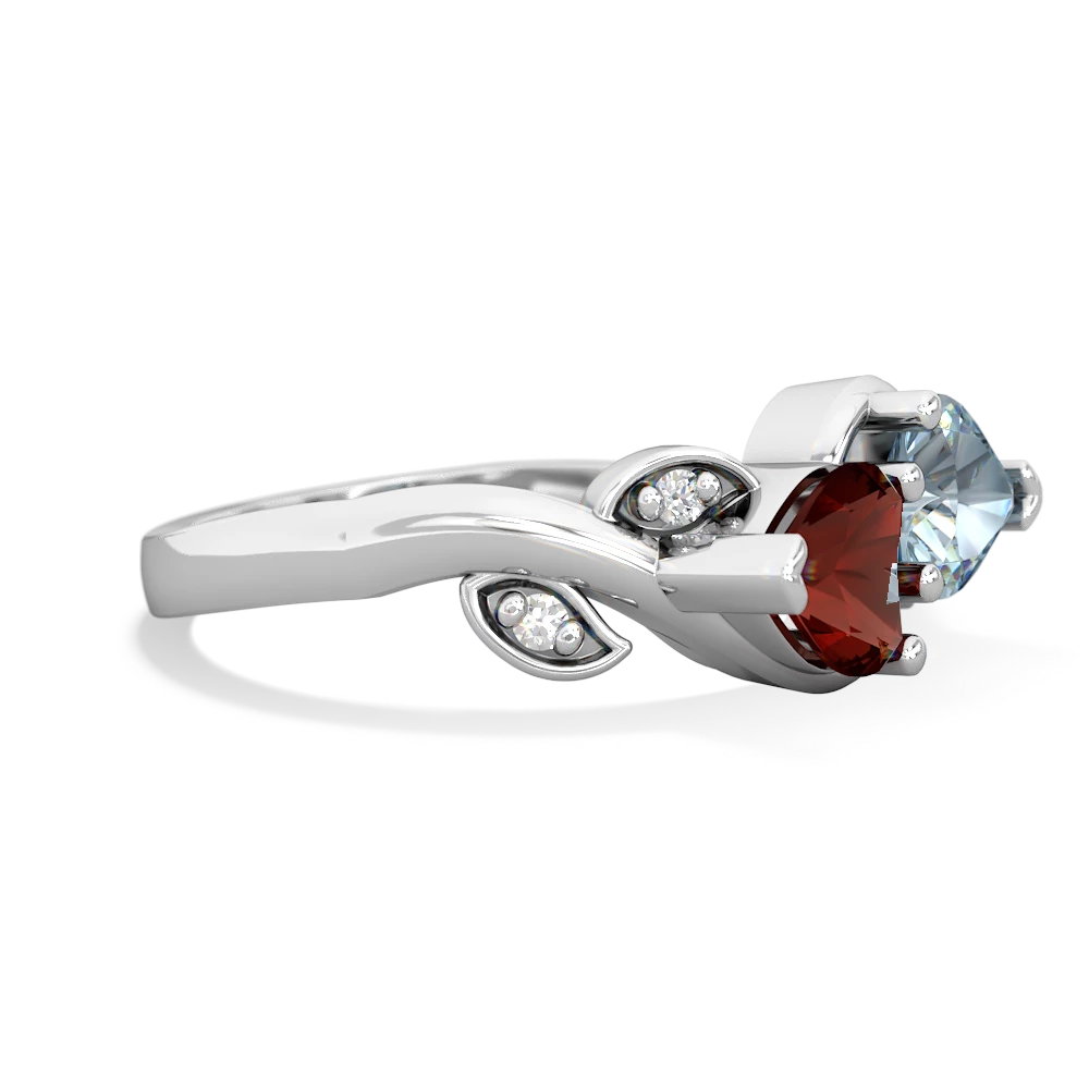 Garnet Floral Elegance 14K White Gold ring R5790