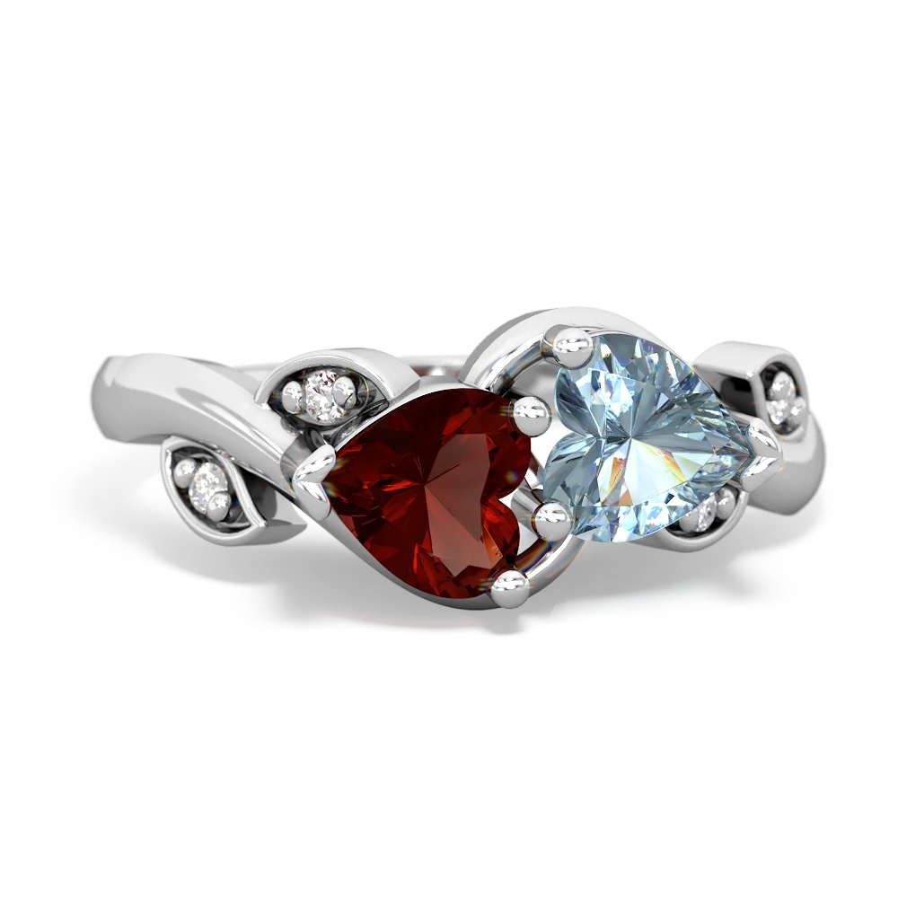 Garnet Floral Elegance 14K White Gold ring R5790