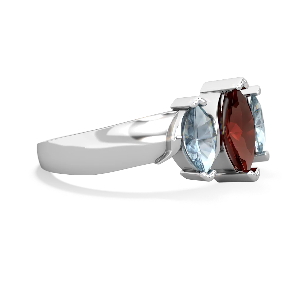 Garnet Three Peeks 14K White Gold ring R2433