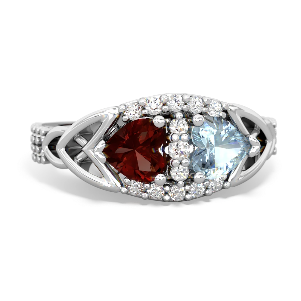 Garnet Sparkling Celtic Knot 14K White Gold ring R2645