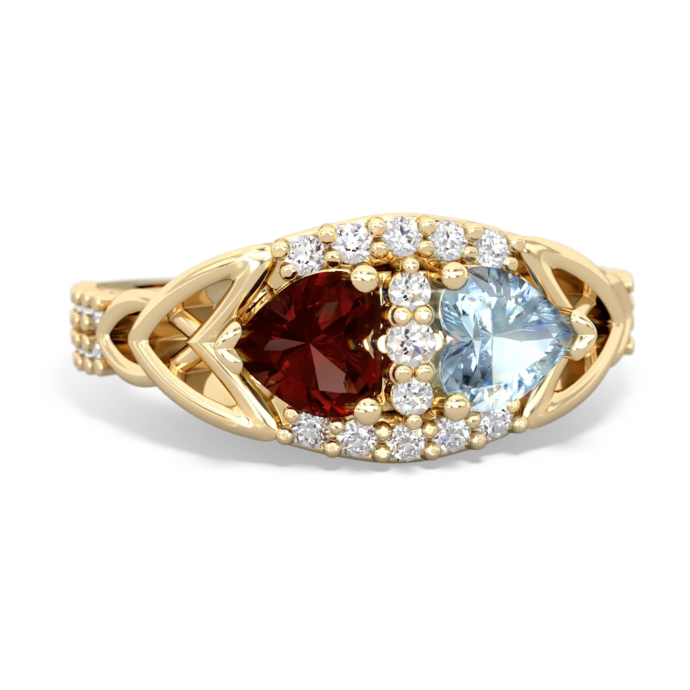 Garnet Sparkling Celtic Knot 14K Yellow Gold ring R2645