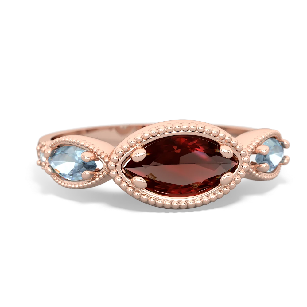 Garnet Milgrain Marquise 14K Rose Gold ring R5700