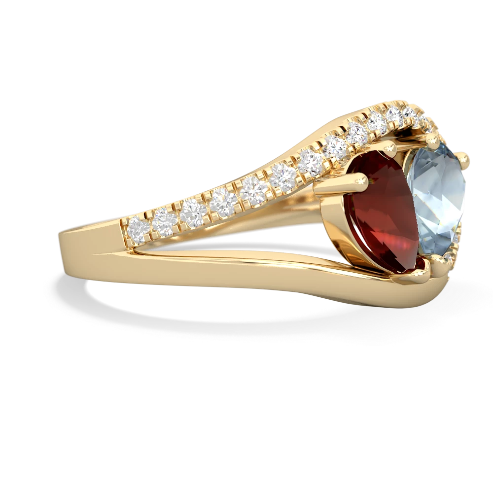 Garnet Nestled Heart Keepsake 14K Yellow Gold ring R5650