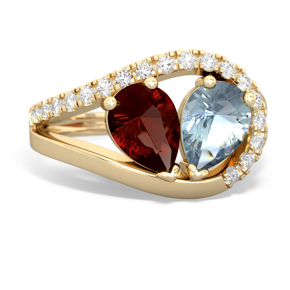 Garnet Nestled Heart Keepsake 14K Yellow Gold ring R5650