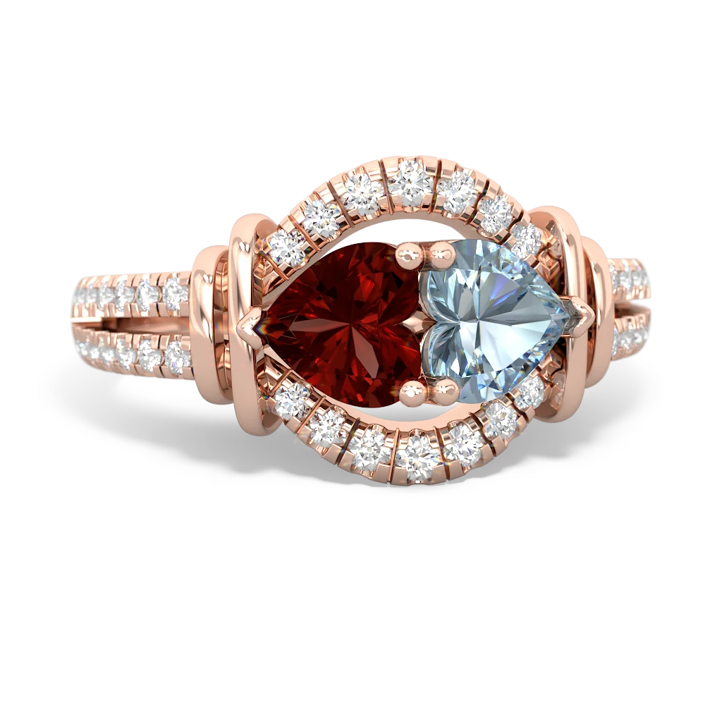 Garnet Art-Deco Keepsake 14K Rose Gold ring R5630