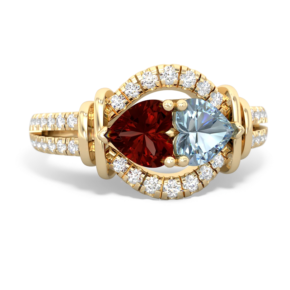 Garnet Art-Deco Keepsake 14K Yellow Gold ring R5630