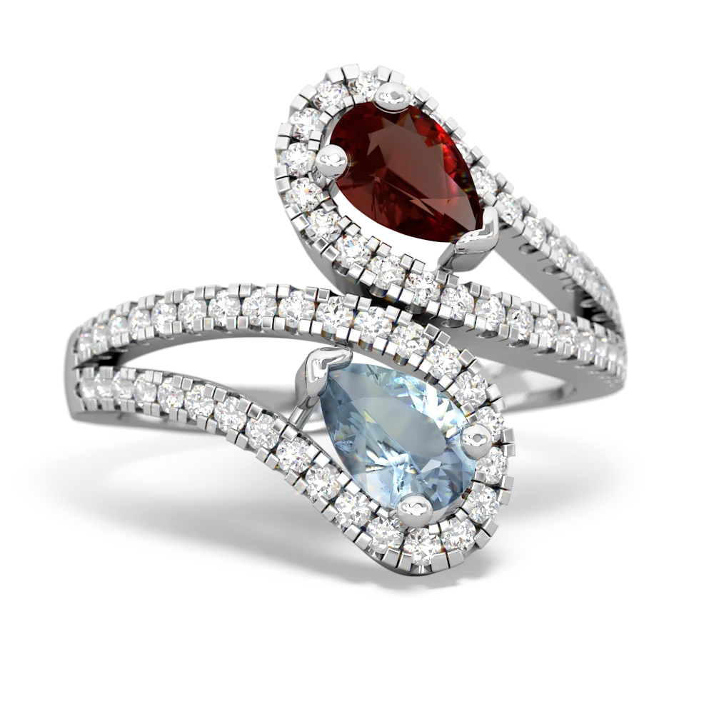 Garnet Diamond Dazzler 14K White Gold ring R3000