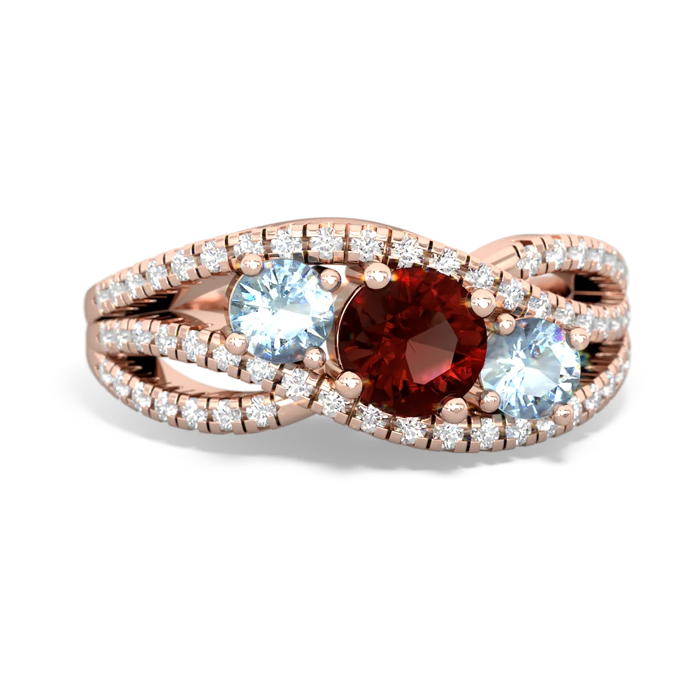 Garnet Three Stone Aurora 14K Rose Gold ring R3080