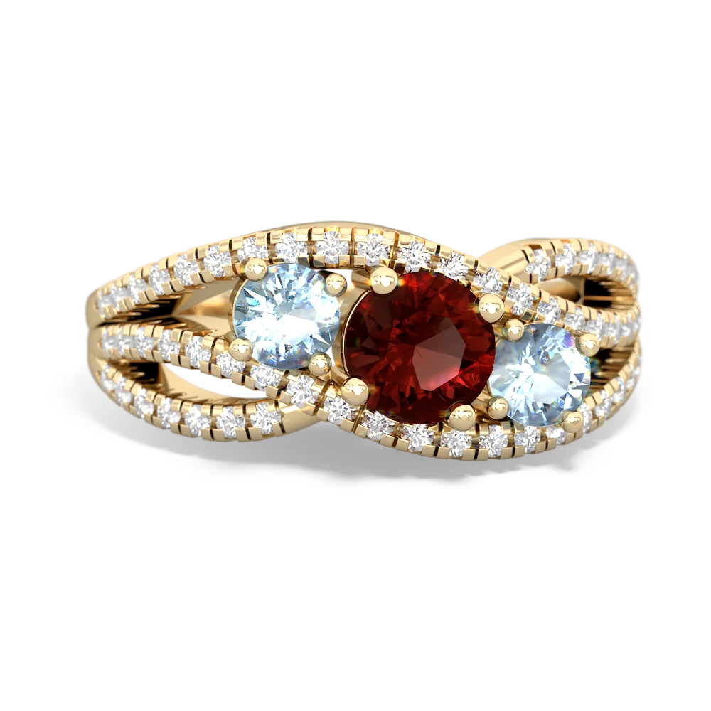 Garnet Three Stone Aurora 14K Yellow Gold ring R3080