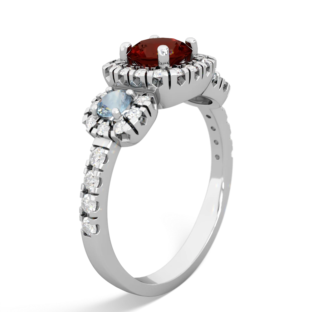 Garnet Regal Halo 14K White Gold ring R5350