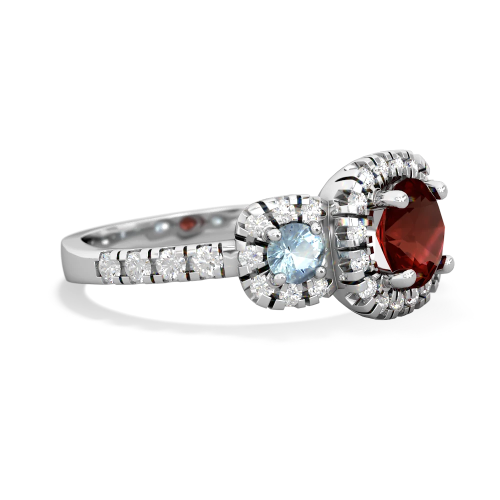 Garnet Regal Halo 14K White Gold ring R5350