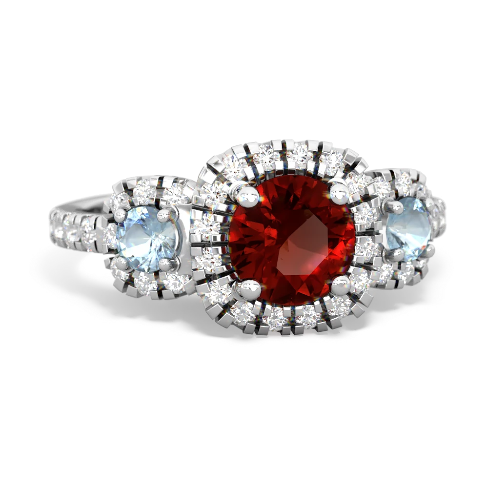 Garnet Regal Halo 14K White Gold ring R5350