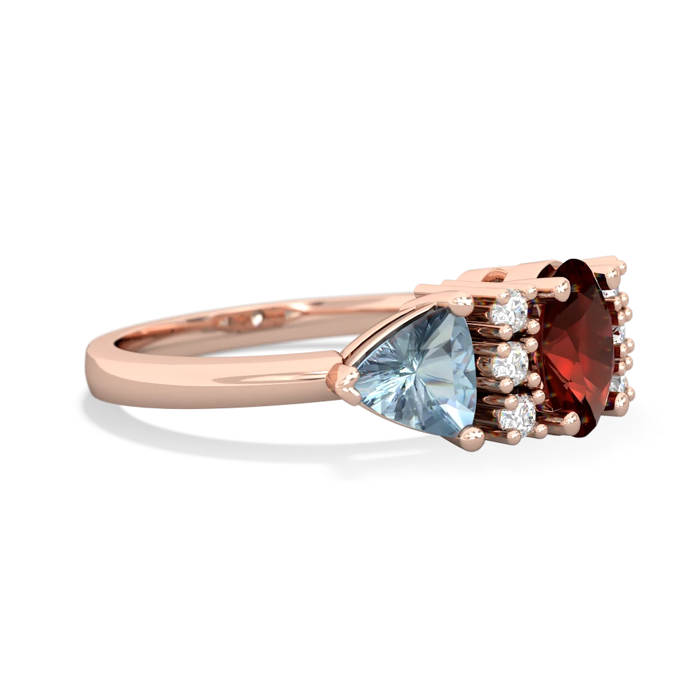 Garnet Antique Style Three Stone 14K Rose Gold ring R2186