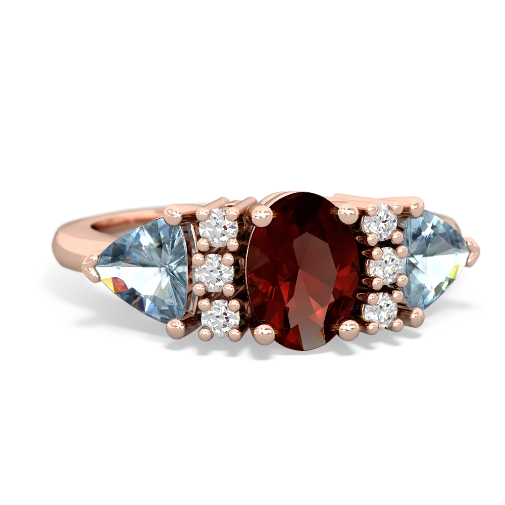 Garnet Antique Style Three Stone 14K Rose Gold ring R2186