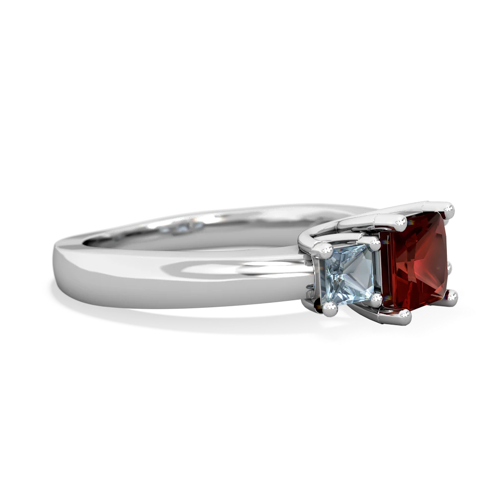 Garnet Three Stone Trellis 14K White Gold ring R4015