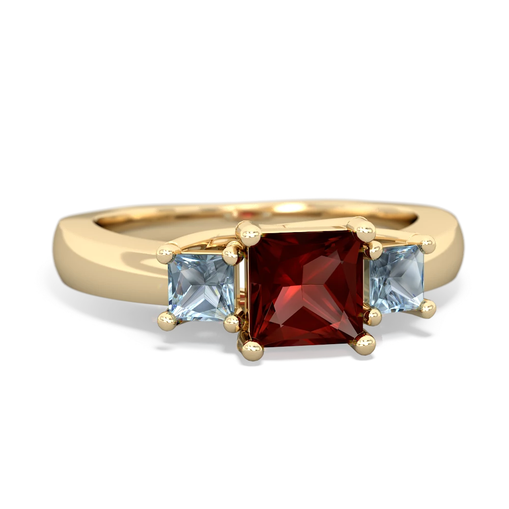 Garnet Three Stone Trellis 14K Yellow Gold ring R4015