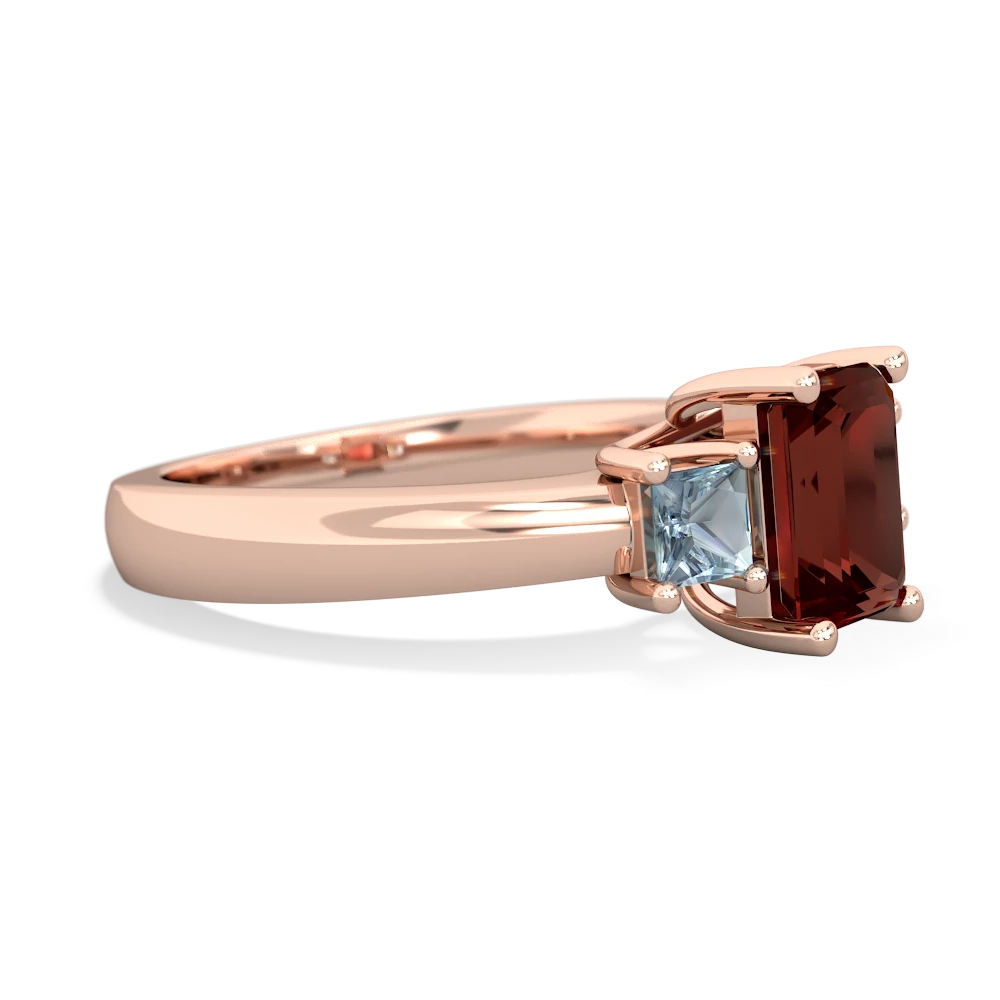 Garnet Three Stone Emerald-Cut Trellis 14K Rose Gold ring R4021