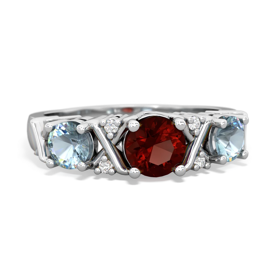 Garnet Hugs And Kisses 14K White Gold ring R5016