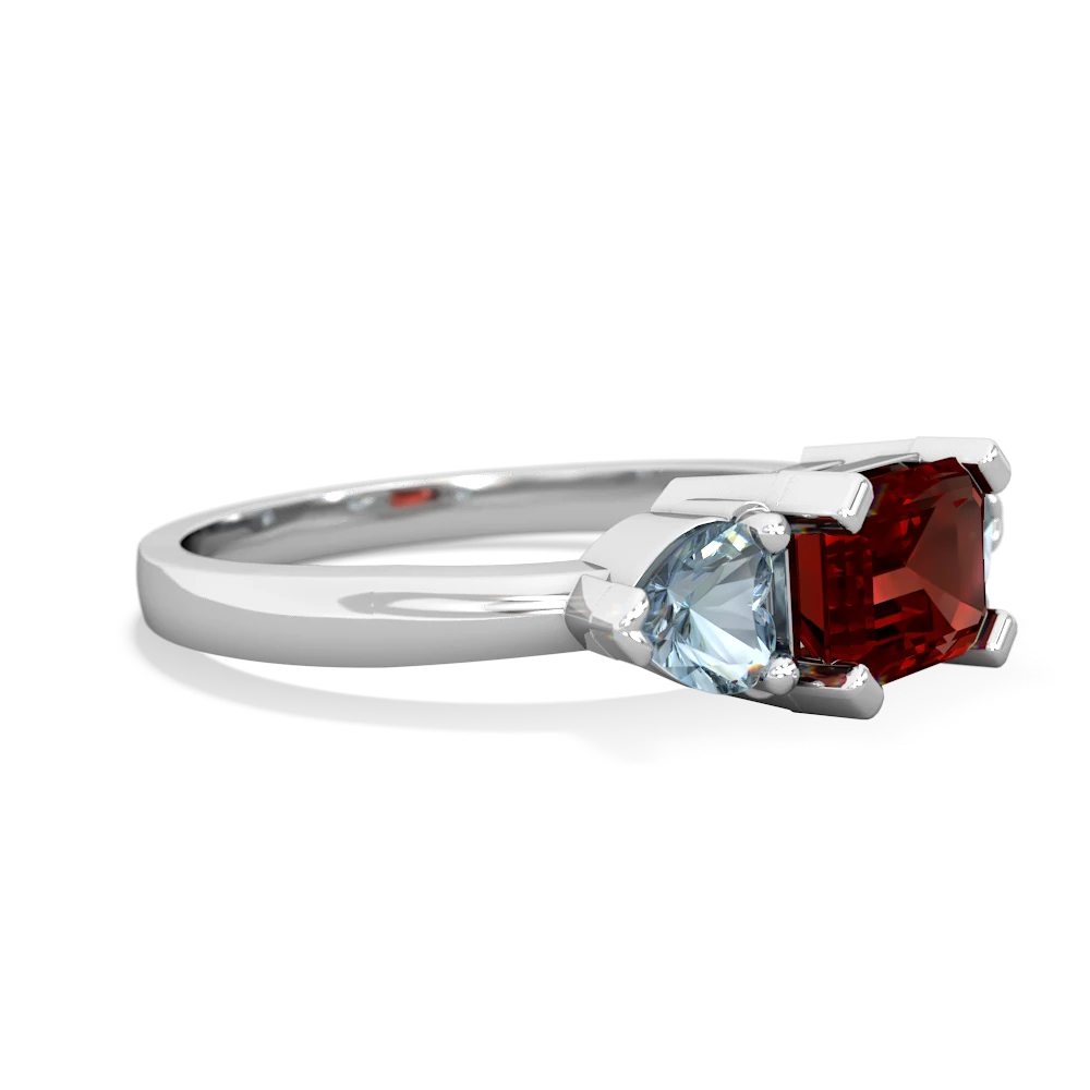 Garnet Three Stone 14K White Gold ring R5235