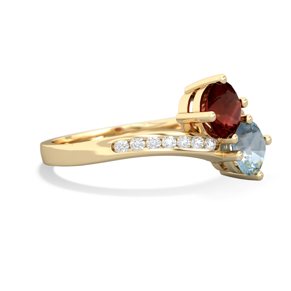 Garnet Channel Set Two Stone 14K Yellow Gold ring R5303