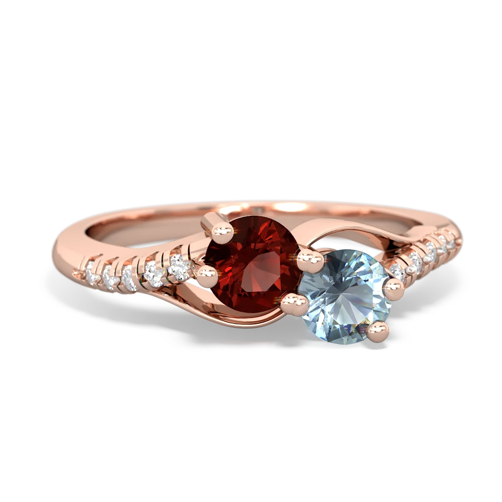 Garnet Infinity Pave Two Stone 14K Rose Gold ring R5285