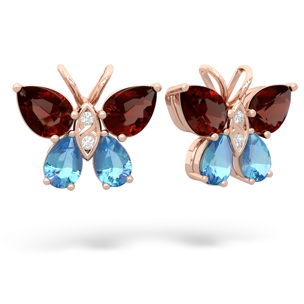 Garnet Butterfly 14K Rose Gold earrings E2215