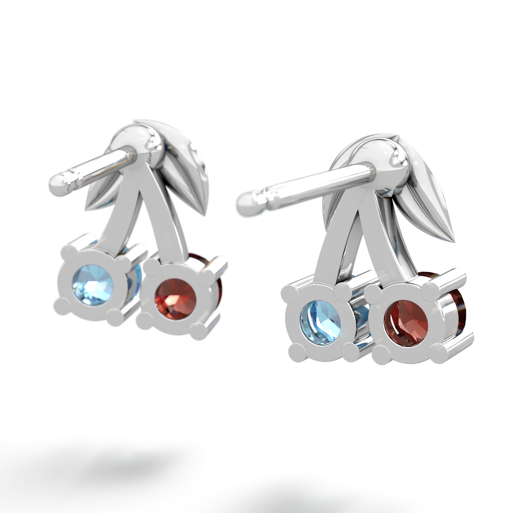 Garnet Sweet Cherries 14K White Gold earrings E7001