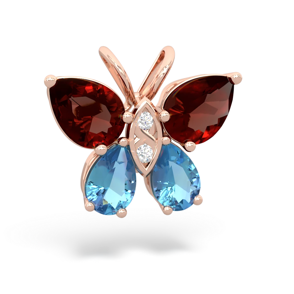 Garnet Butterfly 14K Rose Gold pendant P2215