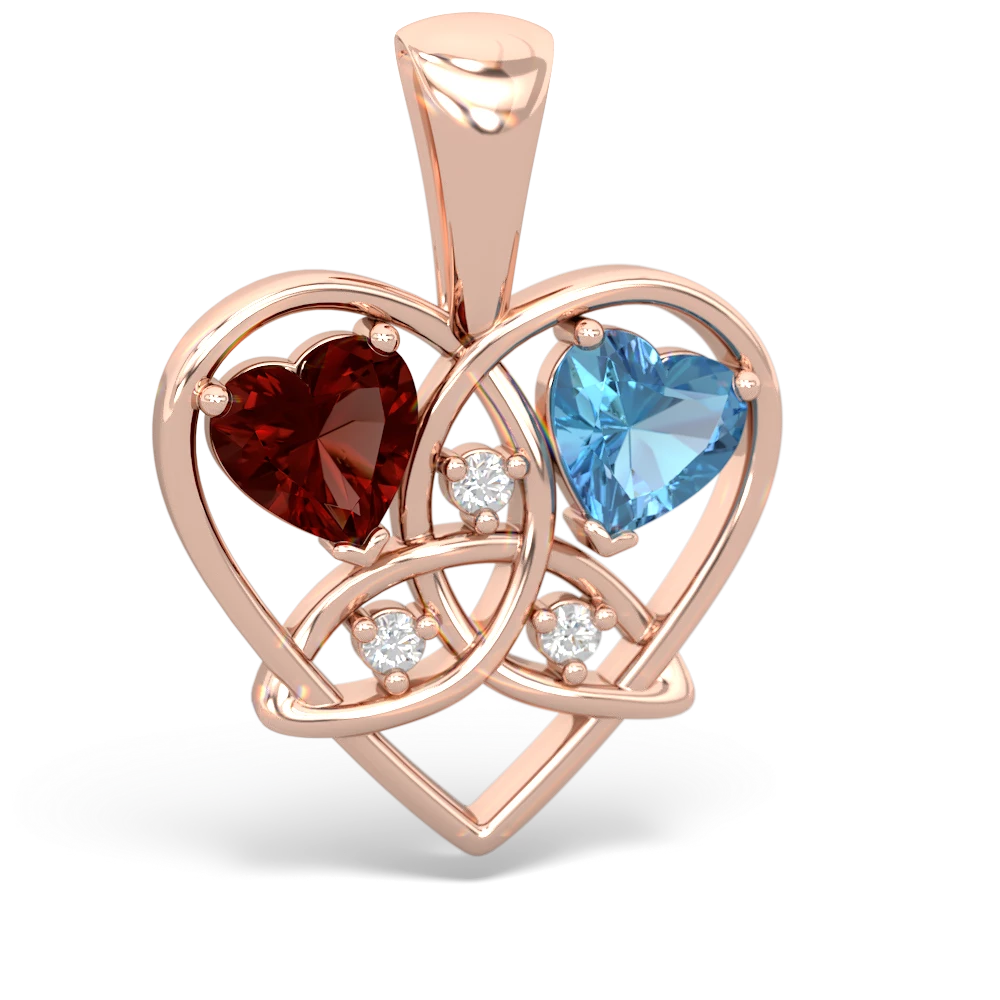 Garnet Celtic Trinity Heart 14K Rose Gold pendant P5331