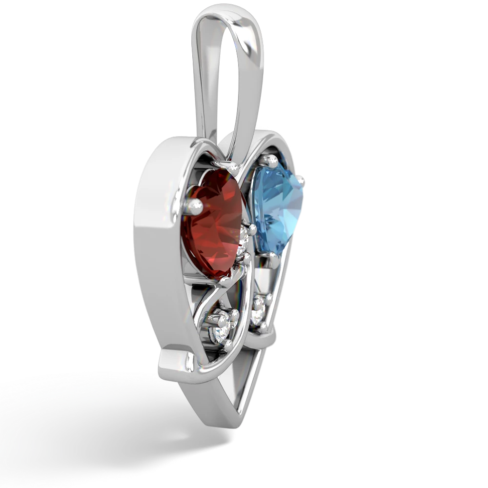 Garnet Celtic Trinity Heart 14K White Gold pendant P5331