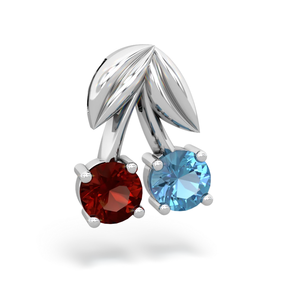 Garnet Sweet Cherries 14K White Gold pendant P7001