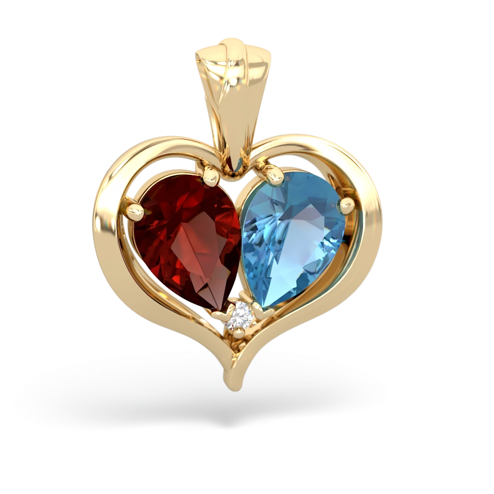 Garnet Two Become One 14K Yellow Gold pendant P5330