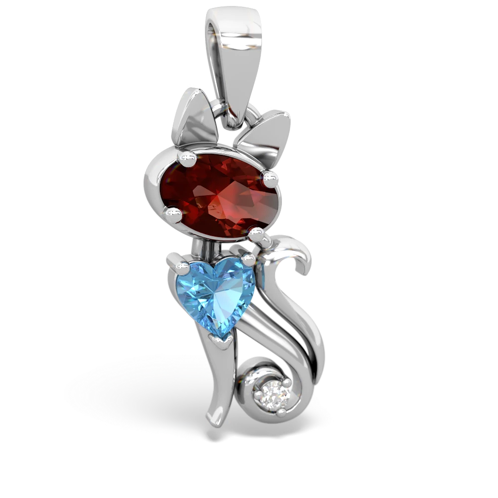 Garnet Kitten 14K White Gold pendant P5780