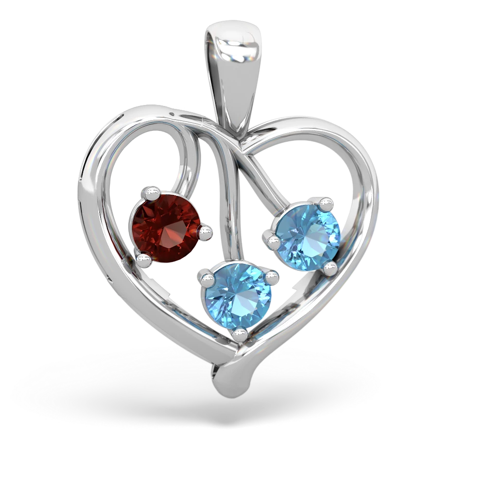 Garnet Glowing Heart 14K White Gold pendant P2233