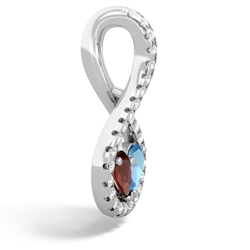 Garnet Pave Twist 'One Heart' 14K White Gold pendant P5360