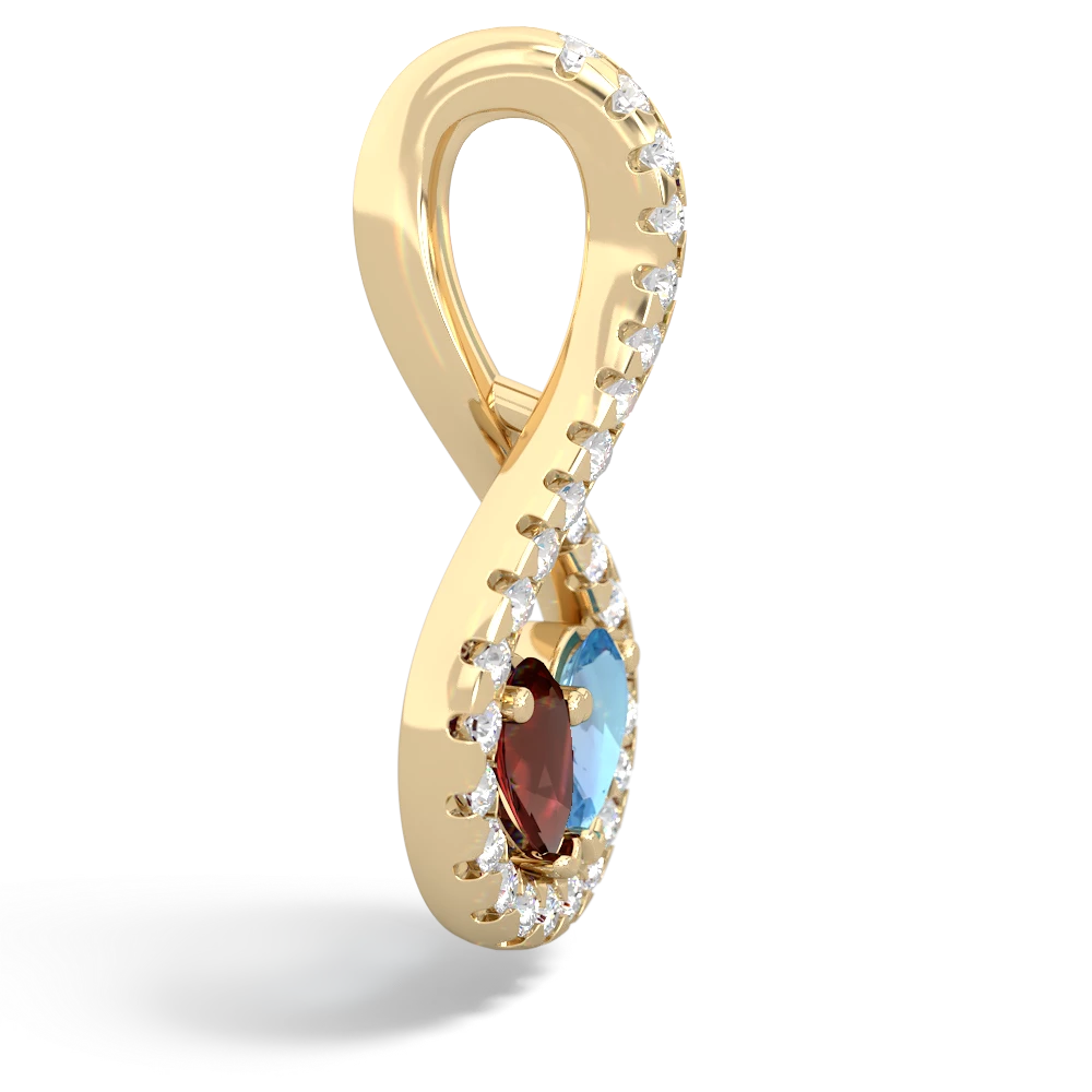 Garnet Pave Twist 'One Heart' 14K Yellow Gold pendant P5360