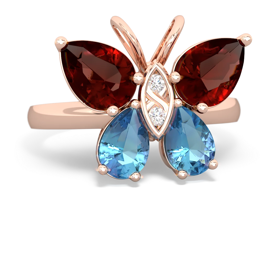 Garnet Butterfly 14K Rose Gold ring R2215