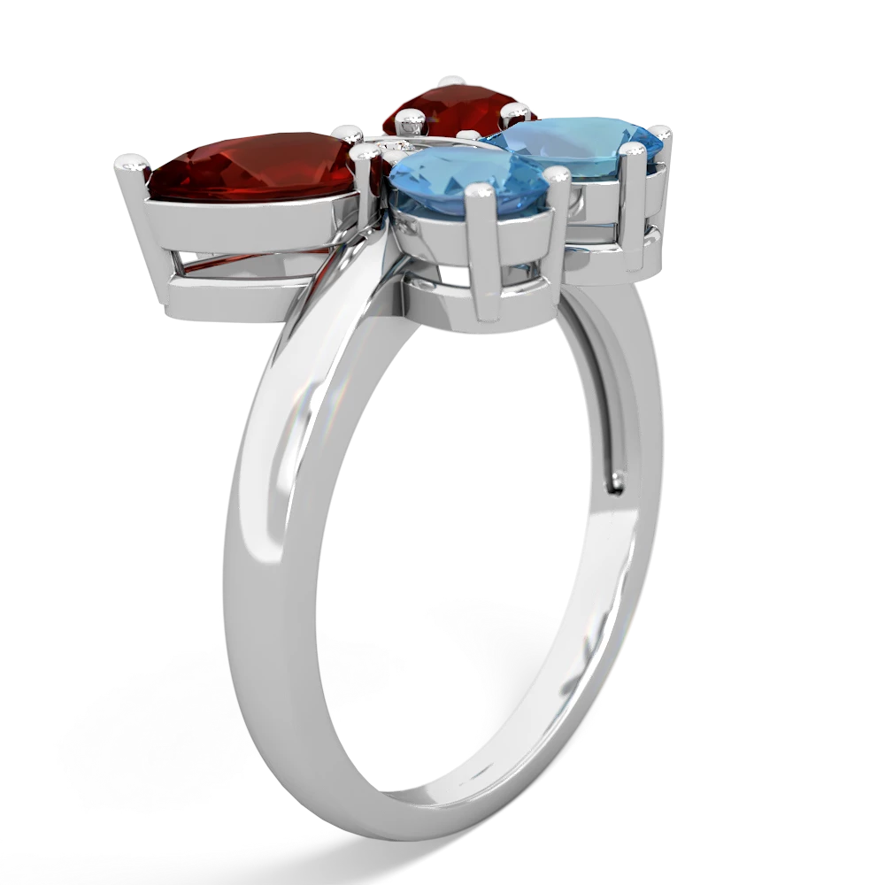 Garnet Butterfly 14K White Gold ring R2215